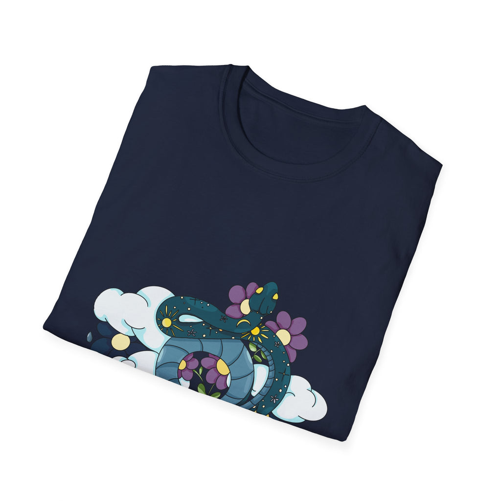 Dragon Coil T-Shirt — Whimsical Floral Serpent Graphic Tee