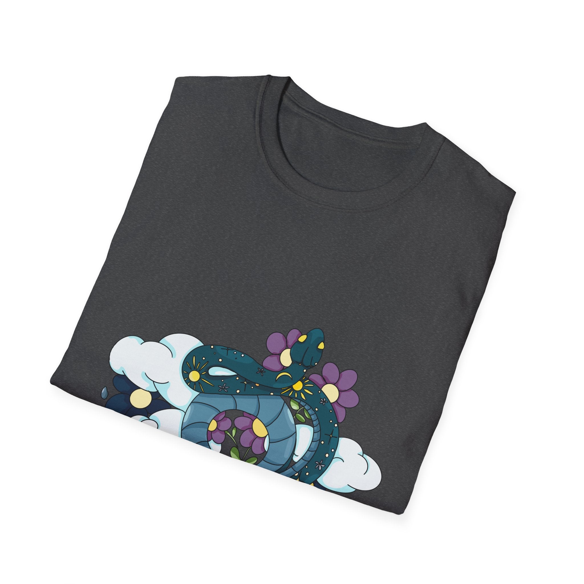 Dragon Coil T-Shirt — Whimsical Floral Serpent Graphic Tee