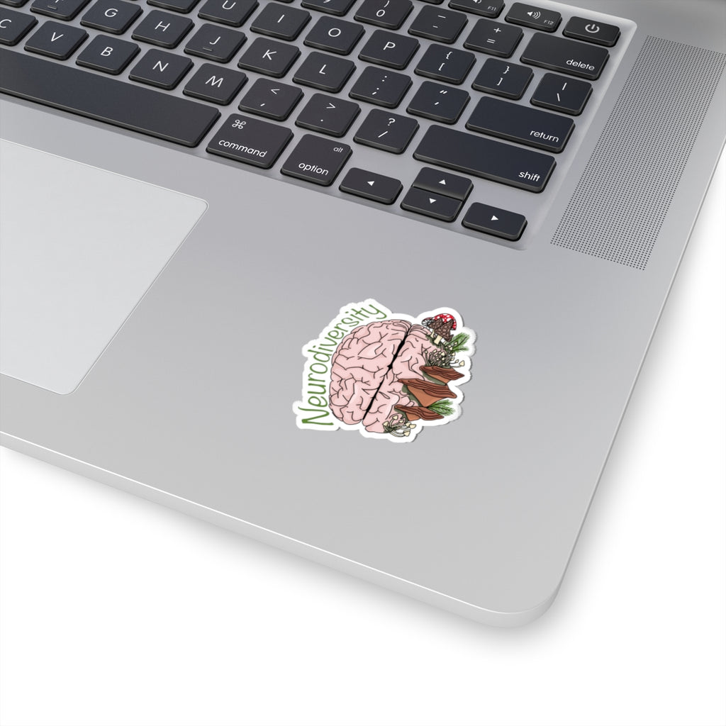 Neurodiversity Brain Sticker — Botanical Mushroom Design