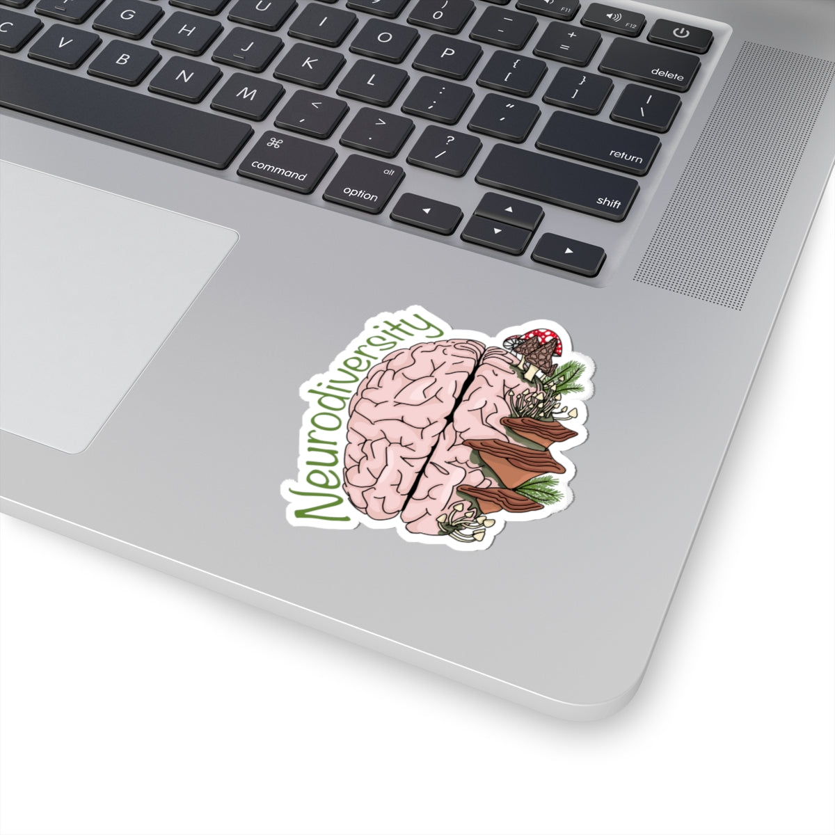 Neurodiversity Brain Sticker — Botanical Mushroom Design
