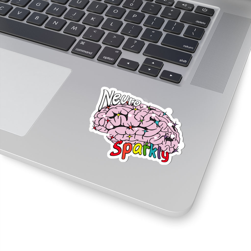 Neuro Sparkly Brain Kiss-Cut Sticker — Cute Pink Brain Design for Laptops & Journals