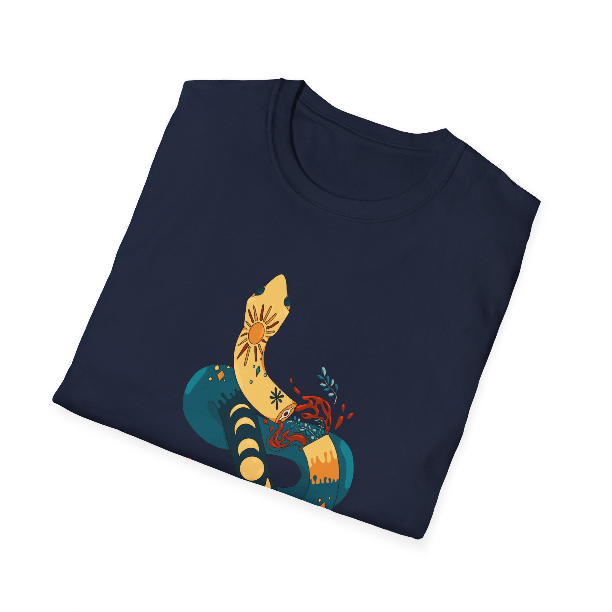 Mythic Snake Art T-Shirt — Stylized Serpent Graphic Tee
