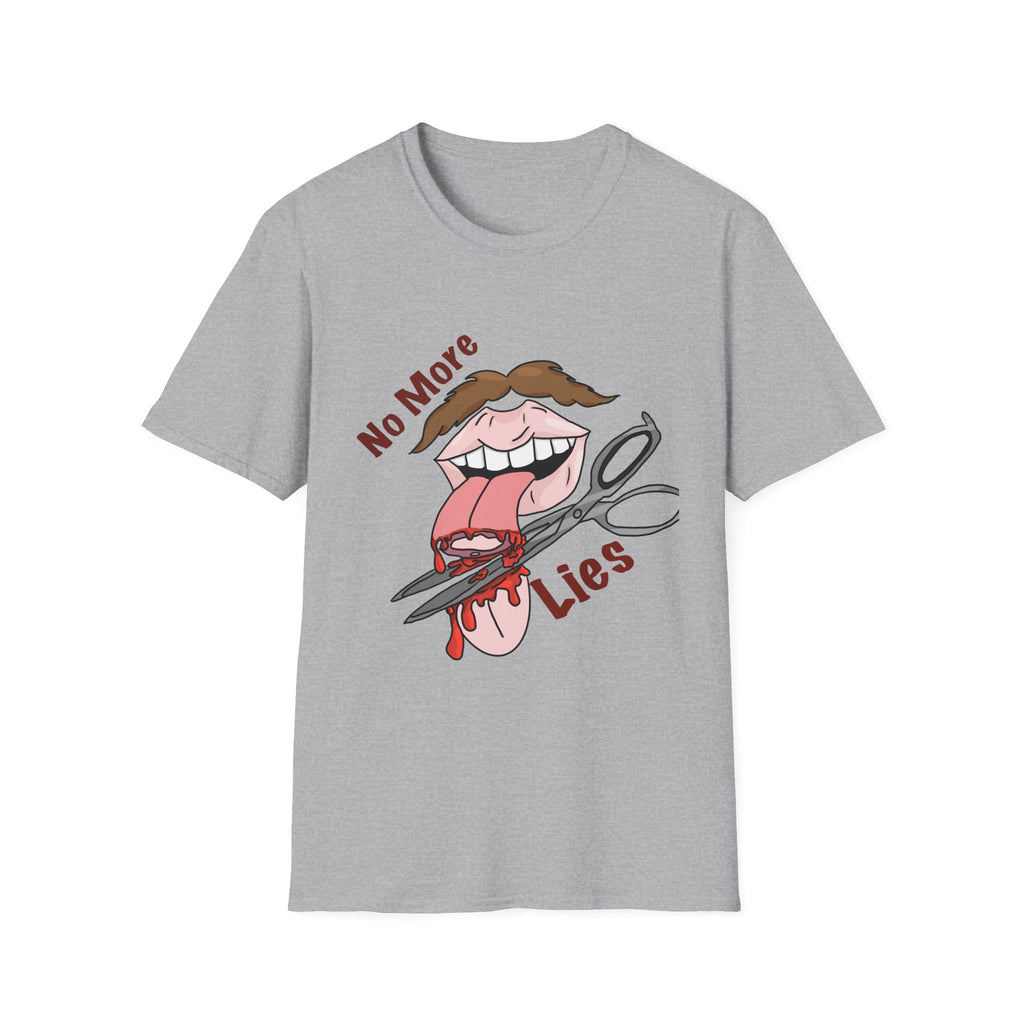 No More Lies T-Shirt — Graphic Scissors Cutting Tongue Design