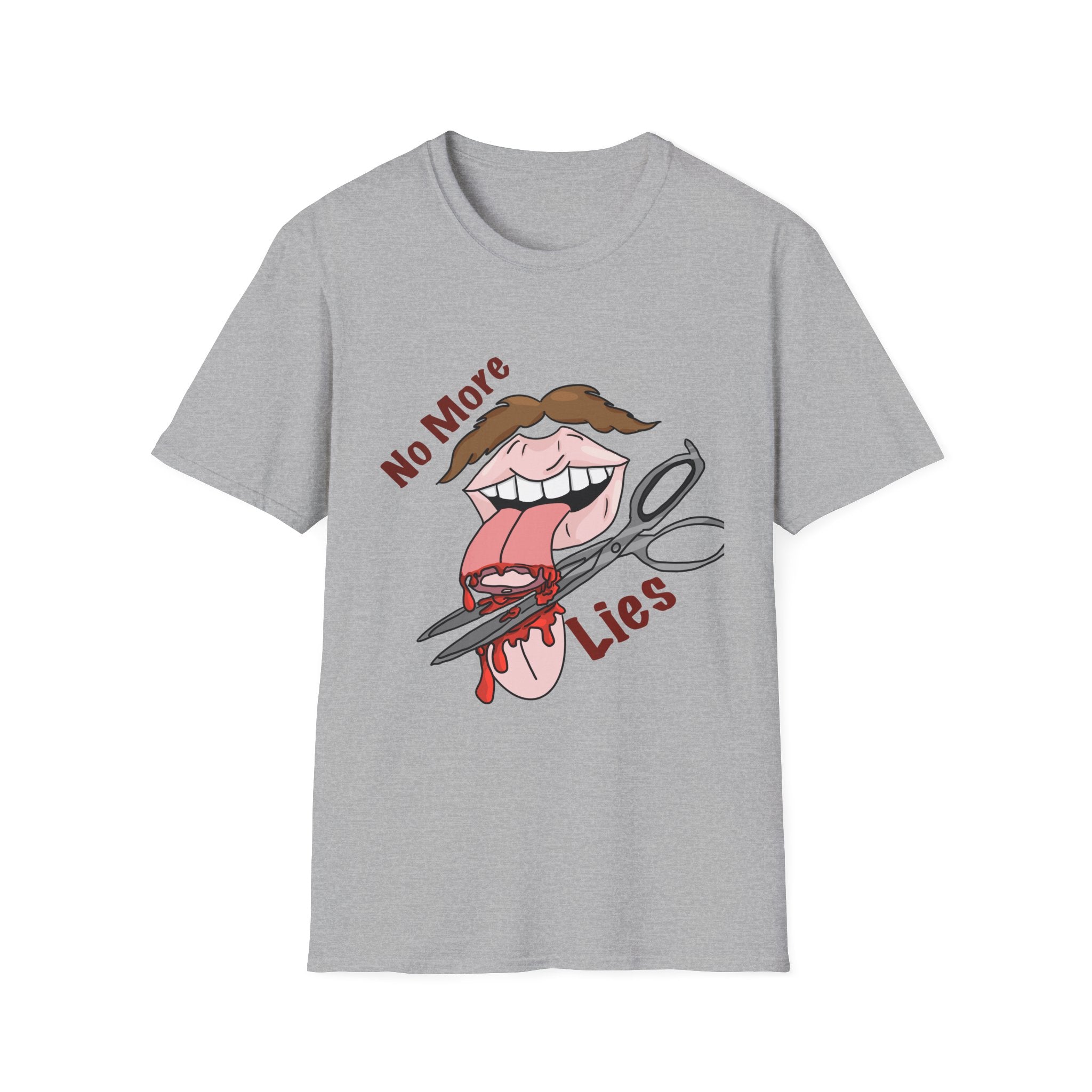 No More Lies T-Shirt — Graphic Scissors Cutting Tongue Design