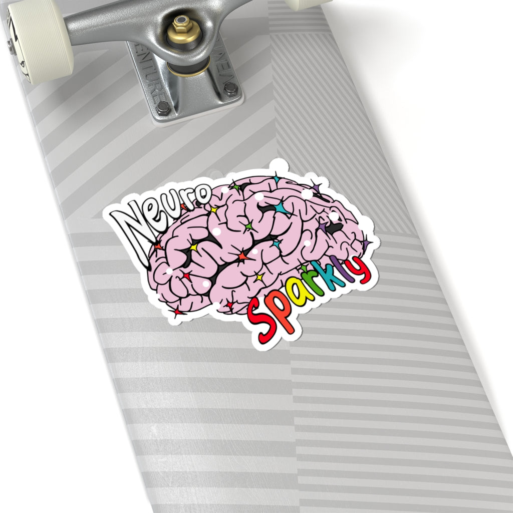 Neuro Sparkly Brain Kiss-Cut Sticker — Cute Pink Brain Design for Laptops & Journals