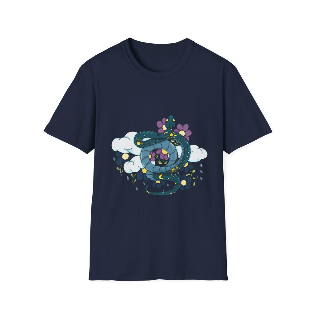 Dragon Coil T-Shirt — Whimsical Floral Serpent Graphic Tee