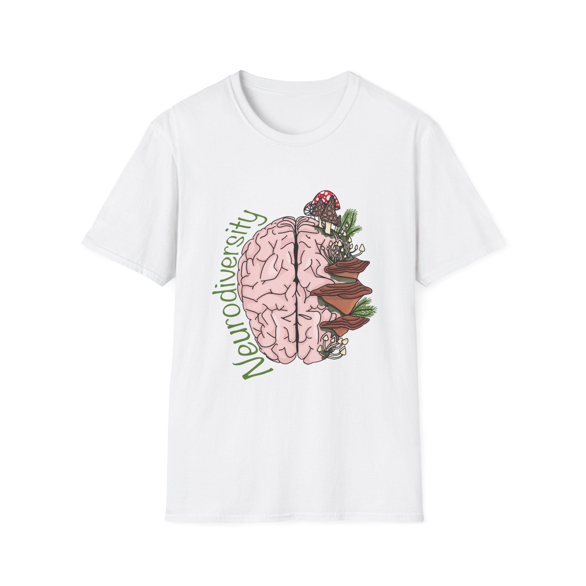 Neurodiversity Brain Mushroom Design tshirt