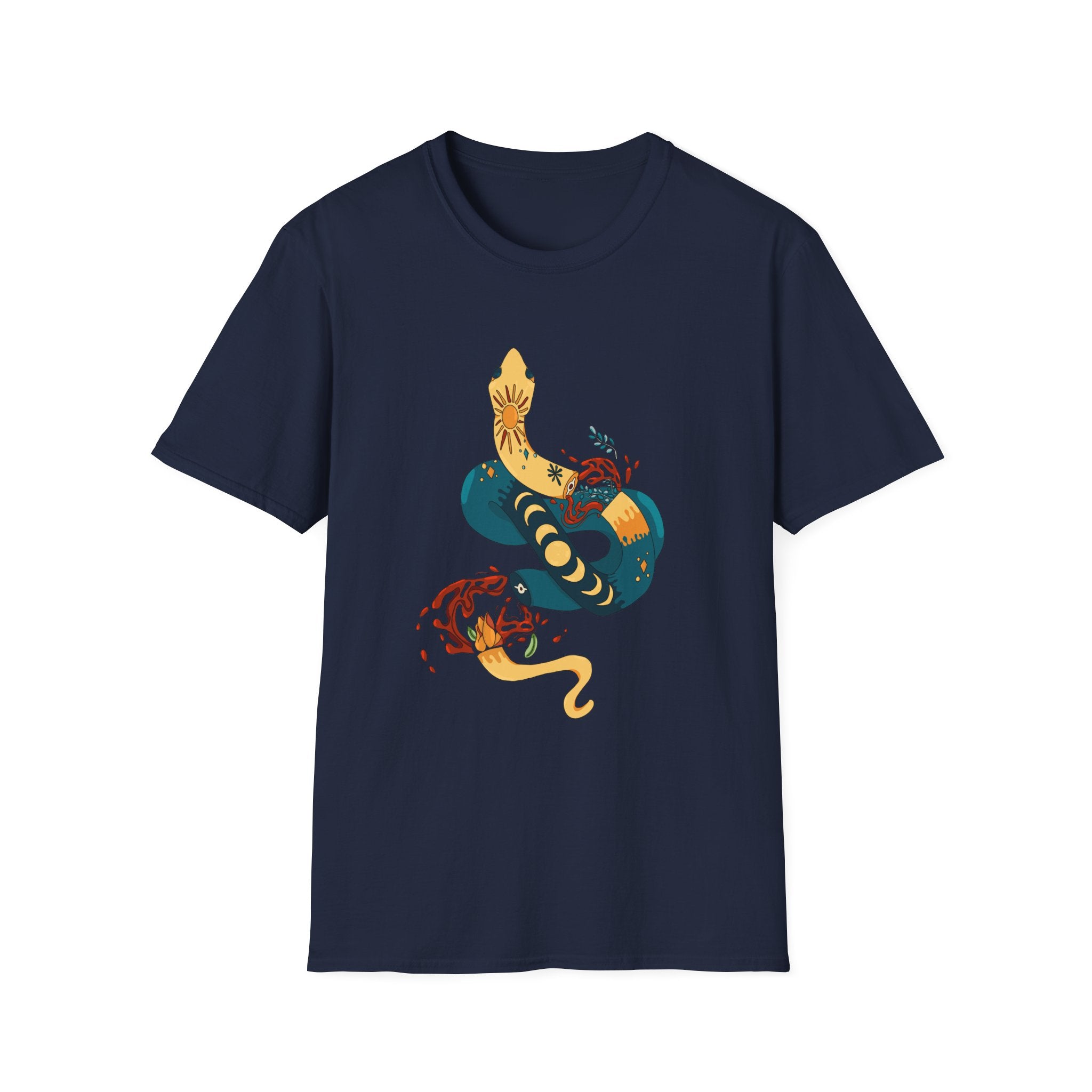 Mythic Snake Art T-Shirt — Stylized Serpent Graphic Tee
