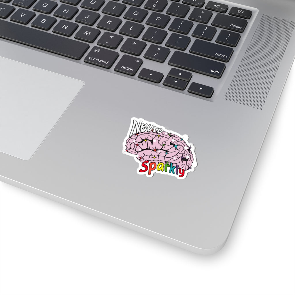 Neuro Sparkly Brain Kiss-Cut Sticker — Cute Pink Brain Design for Laptops & Journals