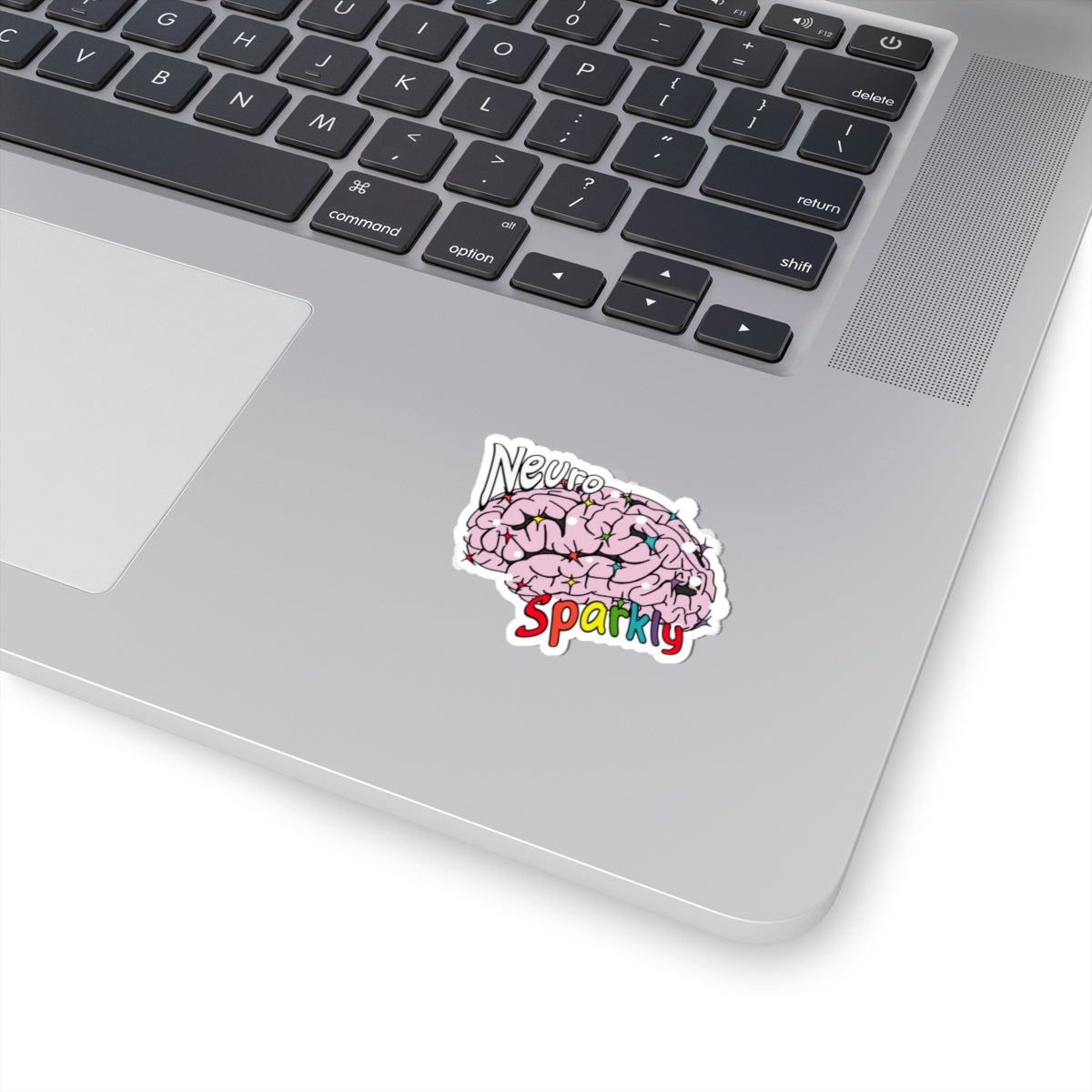 Neuro Sparkly Brain Kiss-Cut Sticker — Cute Pink Brain Design for Laptops & Journals