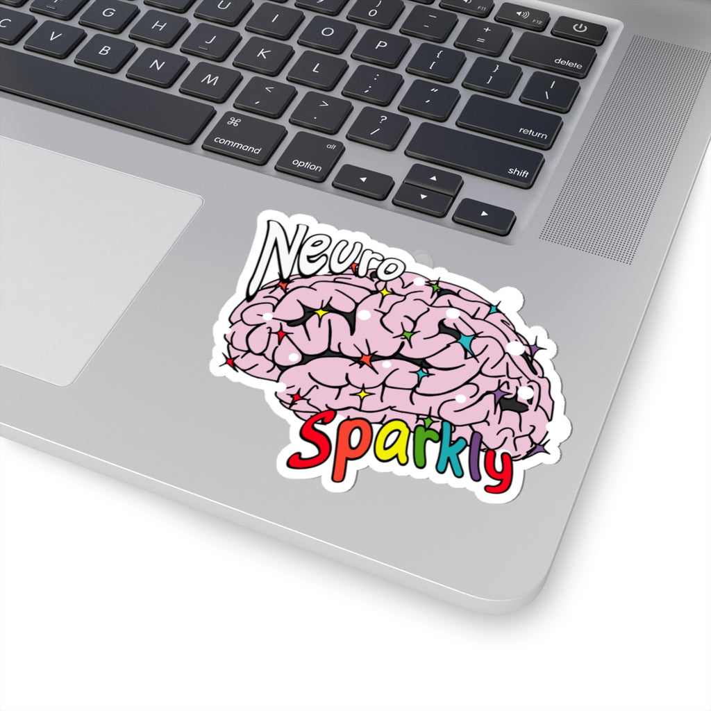 Neuro Sparkly Brain Kiss-Cut Sticker — Cute Pink Brain Design for Laptops & Journals
