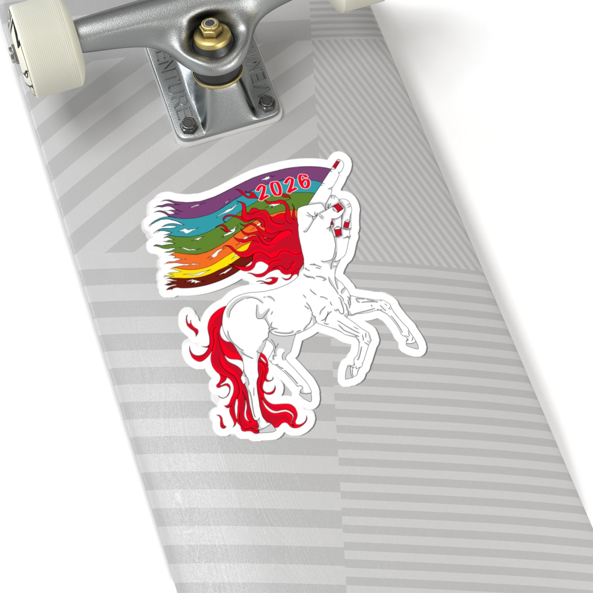 2026 Rainbow Unicorn Kiss-Cut Sticker — Pride Flag, Colorful Laptop Decal