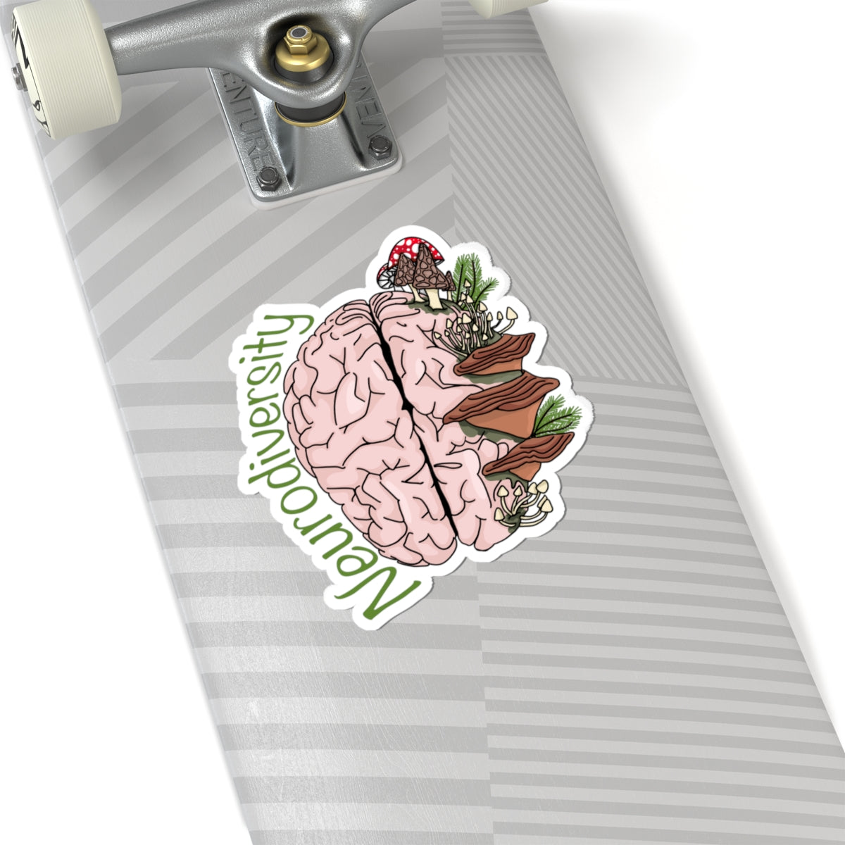 Neurodiversity Brain Sticker — Botanical Mushroom Design