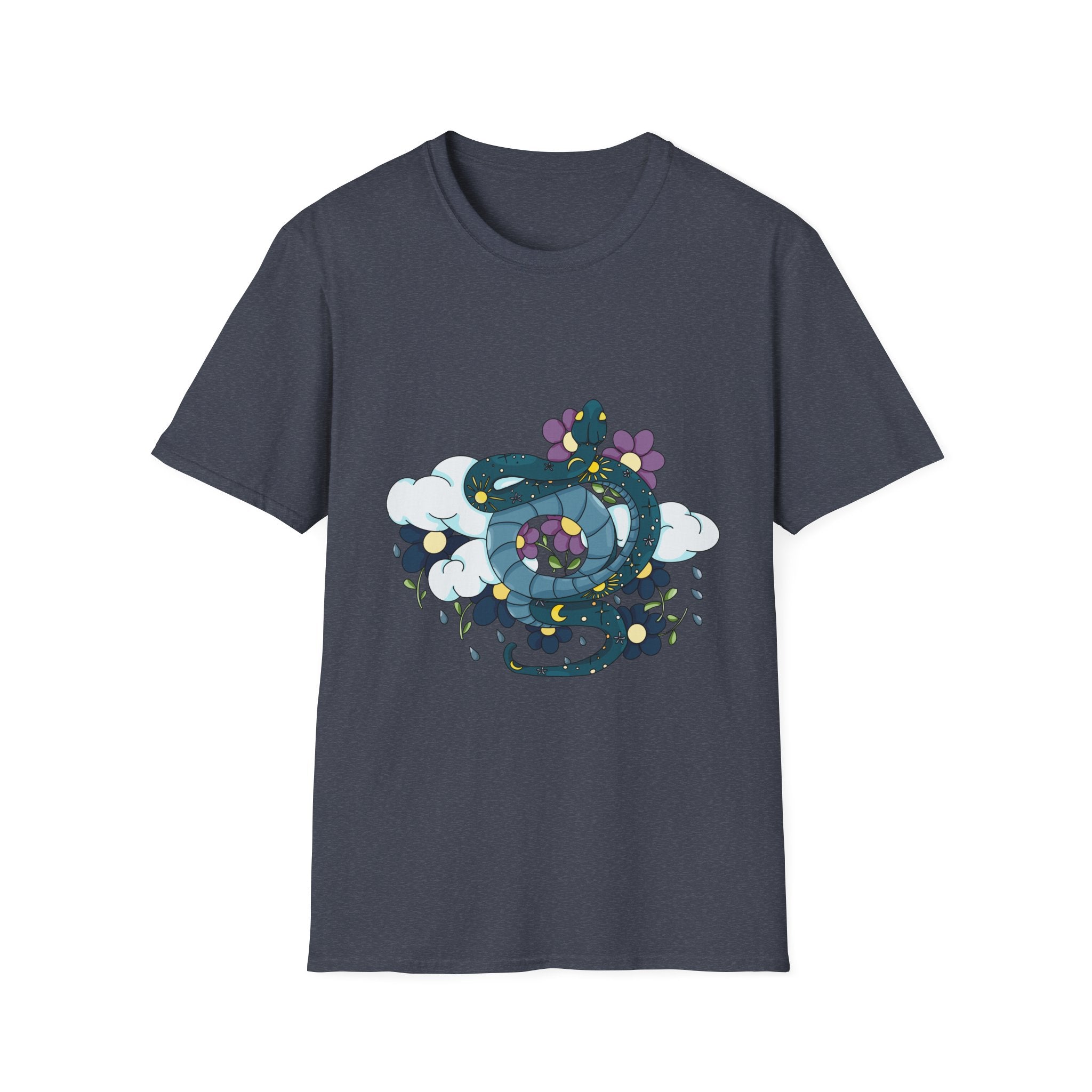 Dragon Coil T-Shirt — Whimsical Floral Serpent Graphic Tee