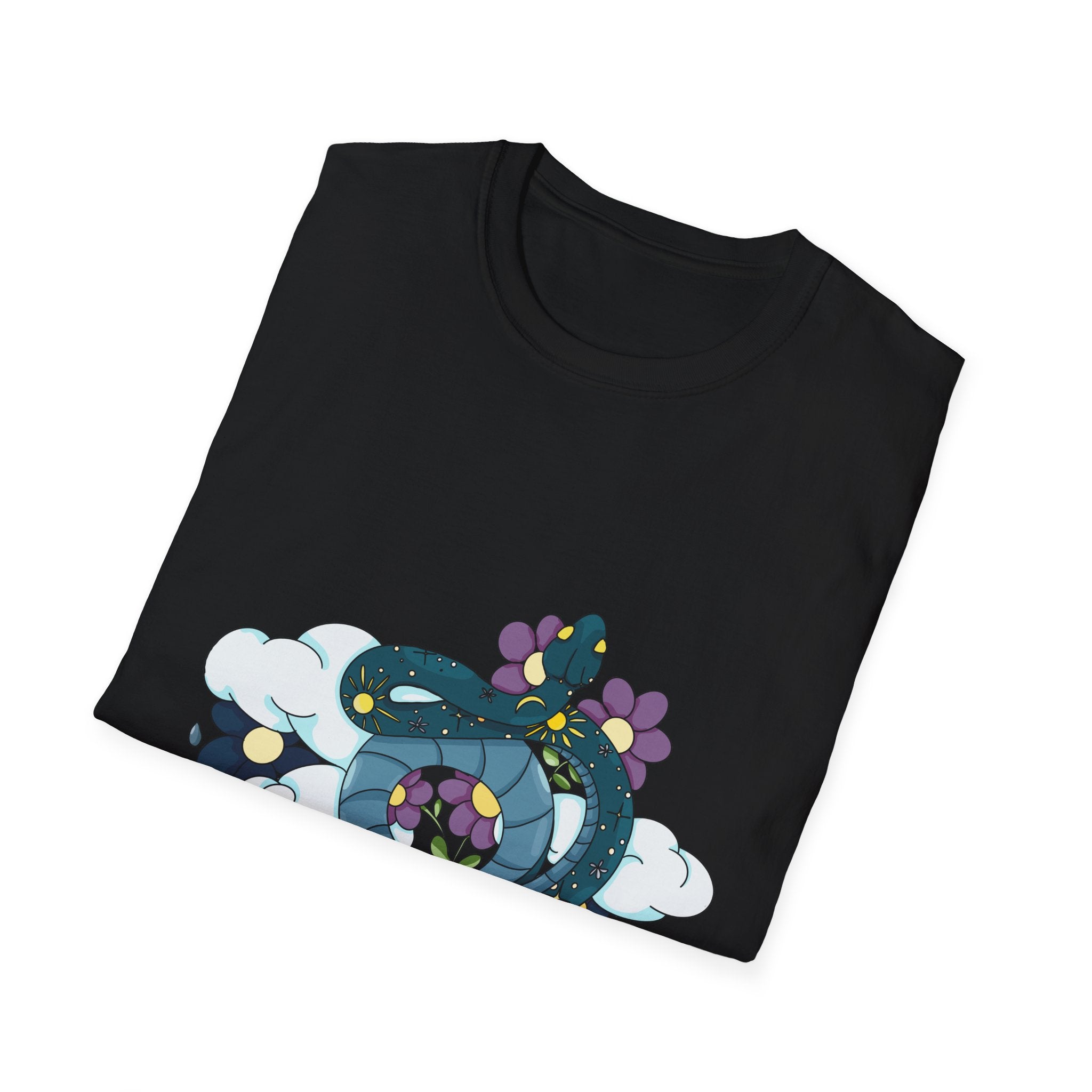 Dragon Coil T-Shirt — Whimsical Floral Serpent Graphic Tee