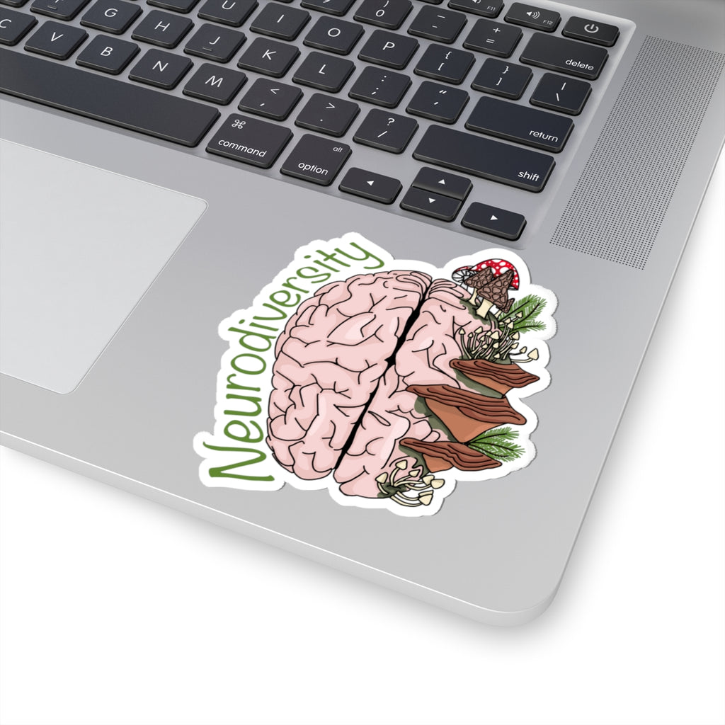 Neurodiversity Brain Sticker — Botanical Mushroom Design