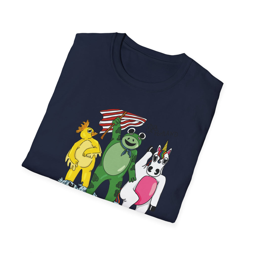 No Ice T-Shirt — Frog, Chicken & Unicorn Standing on ice  (Satirical Patriotic Design)
