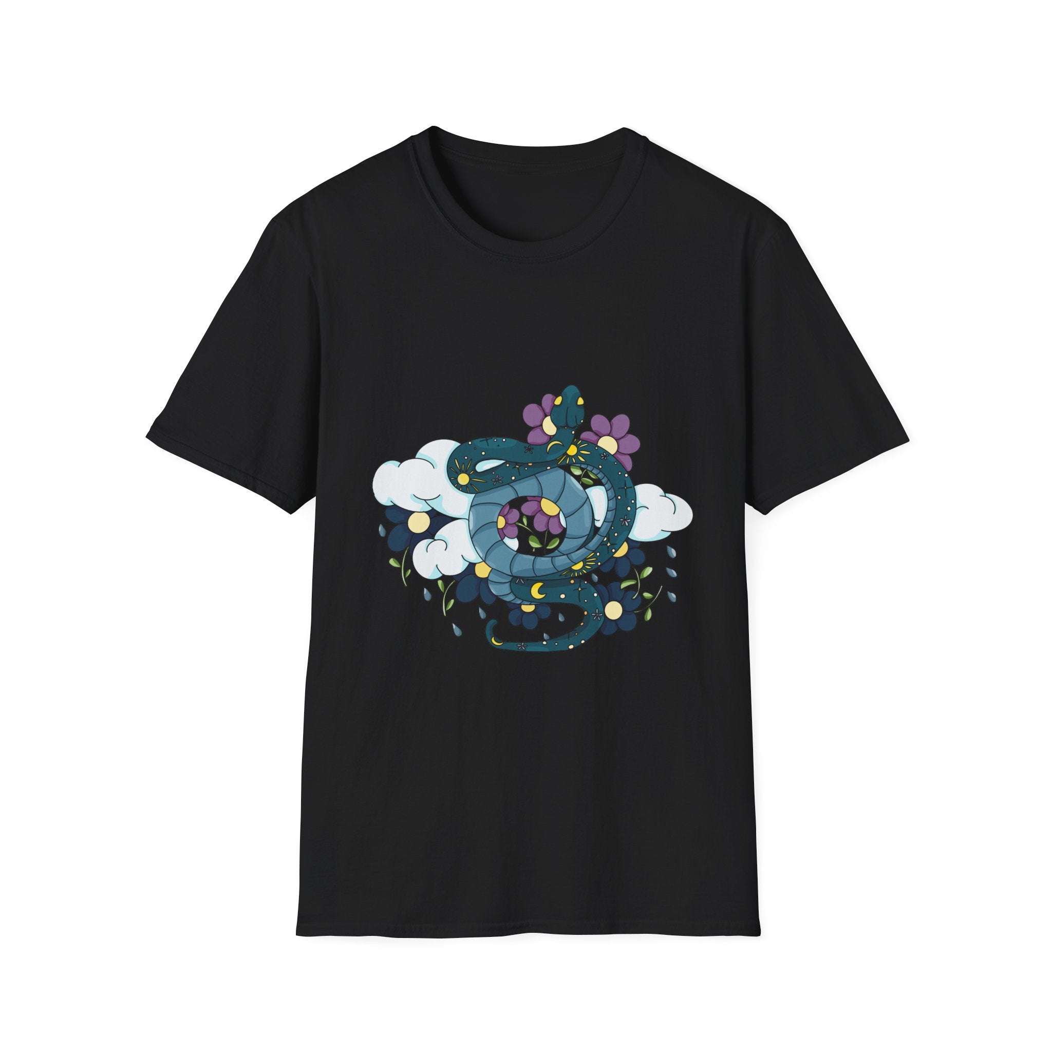 Dragon Coil T-Shirt — Whimsical Floral Serpent Graphic Tee