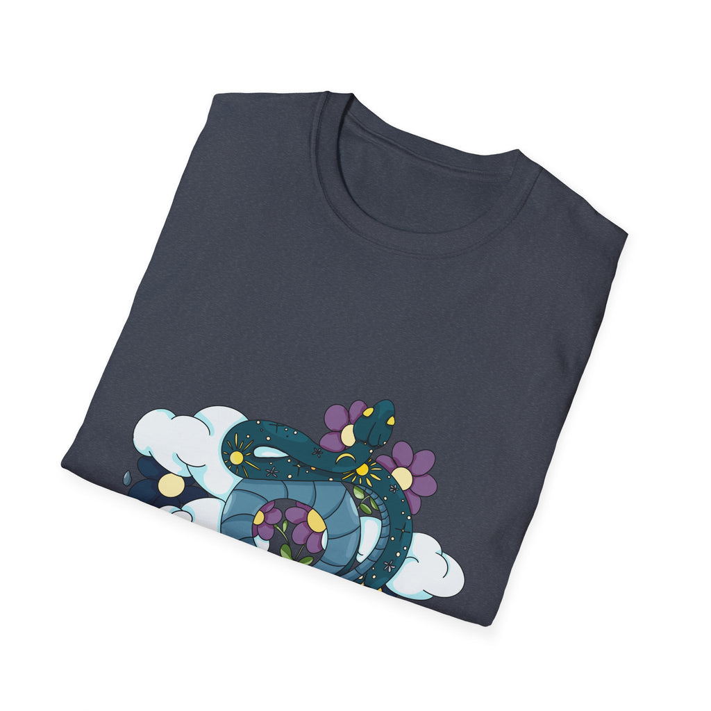 Dragon Coil T-Shirt — Whimsical Floral Serpent Graphic Tee
