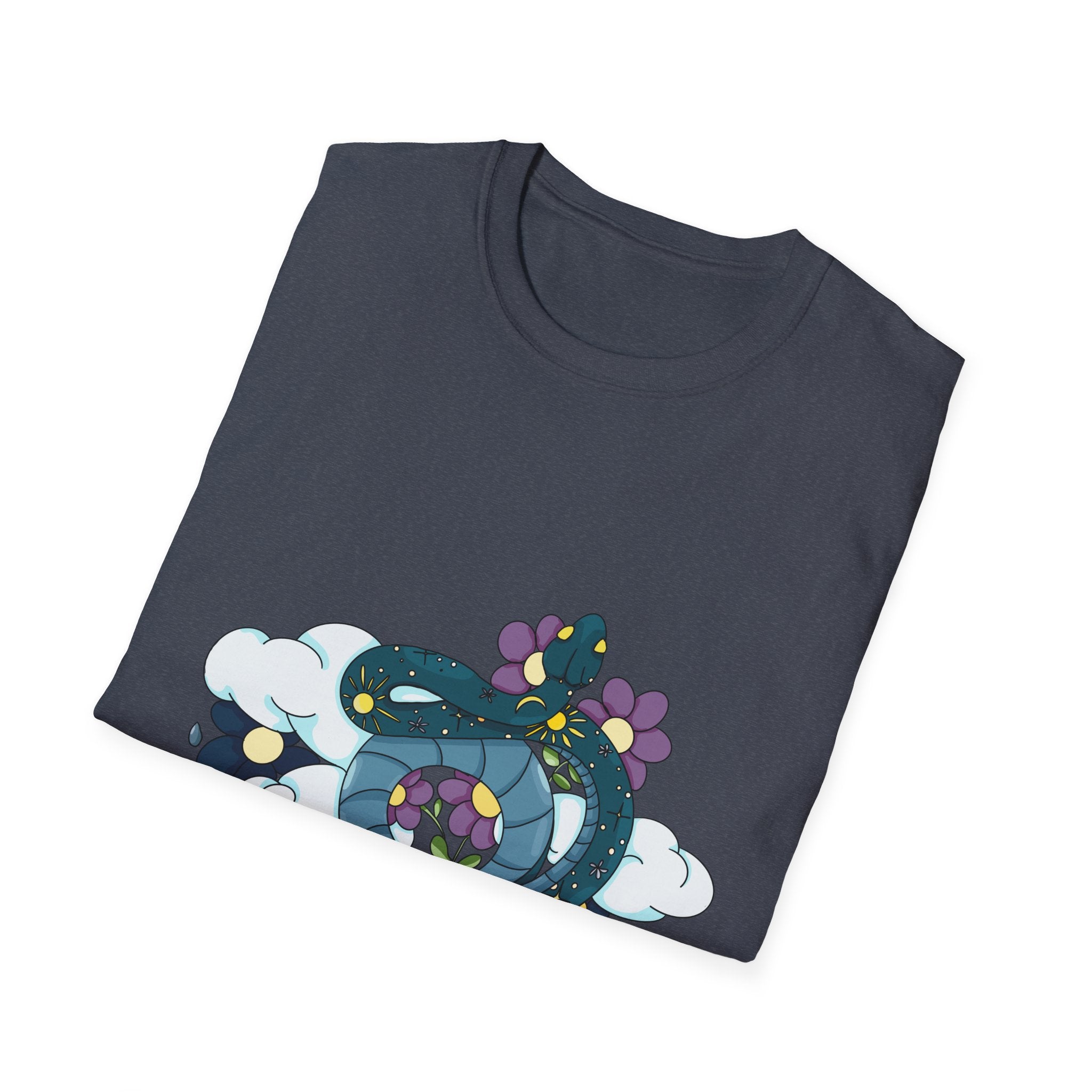 Dragon Coil T-Shirt — Whimsical Floral Serpent Graphic Tee